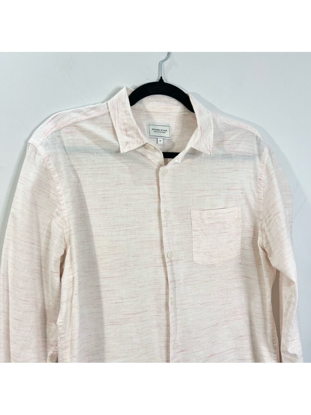 Frank and Oak marled cotton button down shirt pink white M - Picture 4 of 12